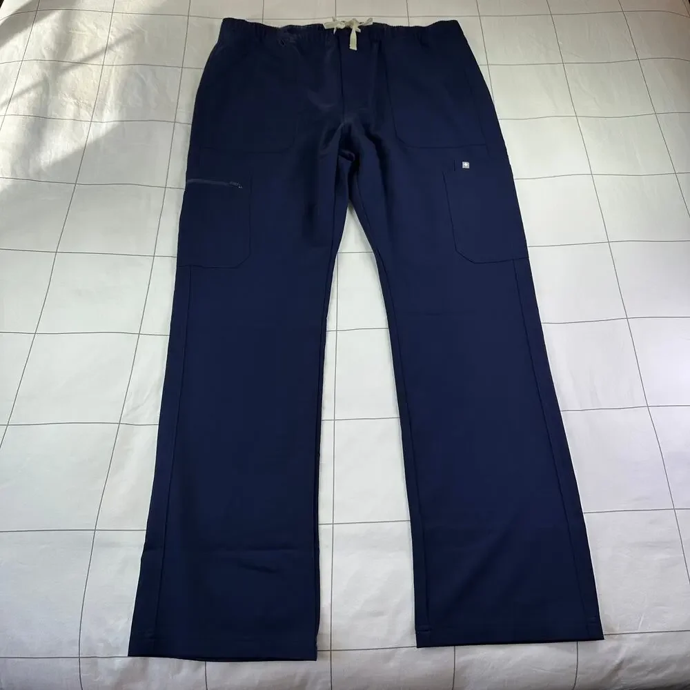 Figs Cairo Cargo Scrub Pants Mens XXL Tall Navy Blue Medical Pockets Drawstring
